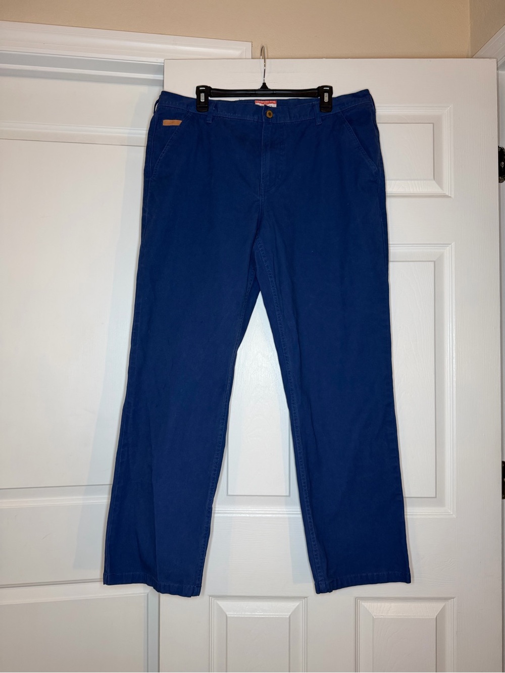 Southern Tide Navy Blue Chino Pants Tan Leather Trim Mens 38 x 32